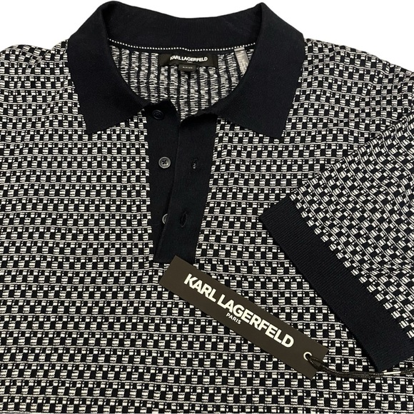Karl Lagerfeld Polo SM Mens Karl Lagerfeld short sleeve KNIT Polo Shirt $169MSRP - Picture 1 of 16